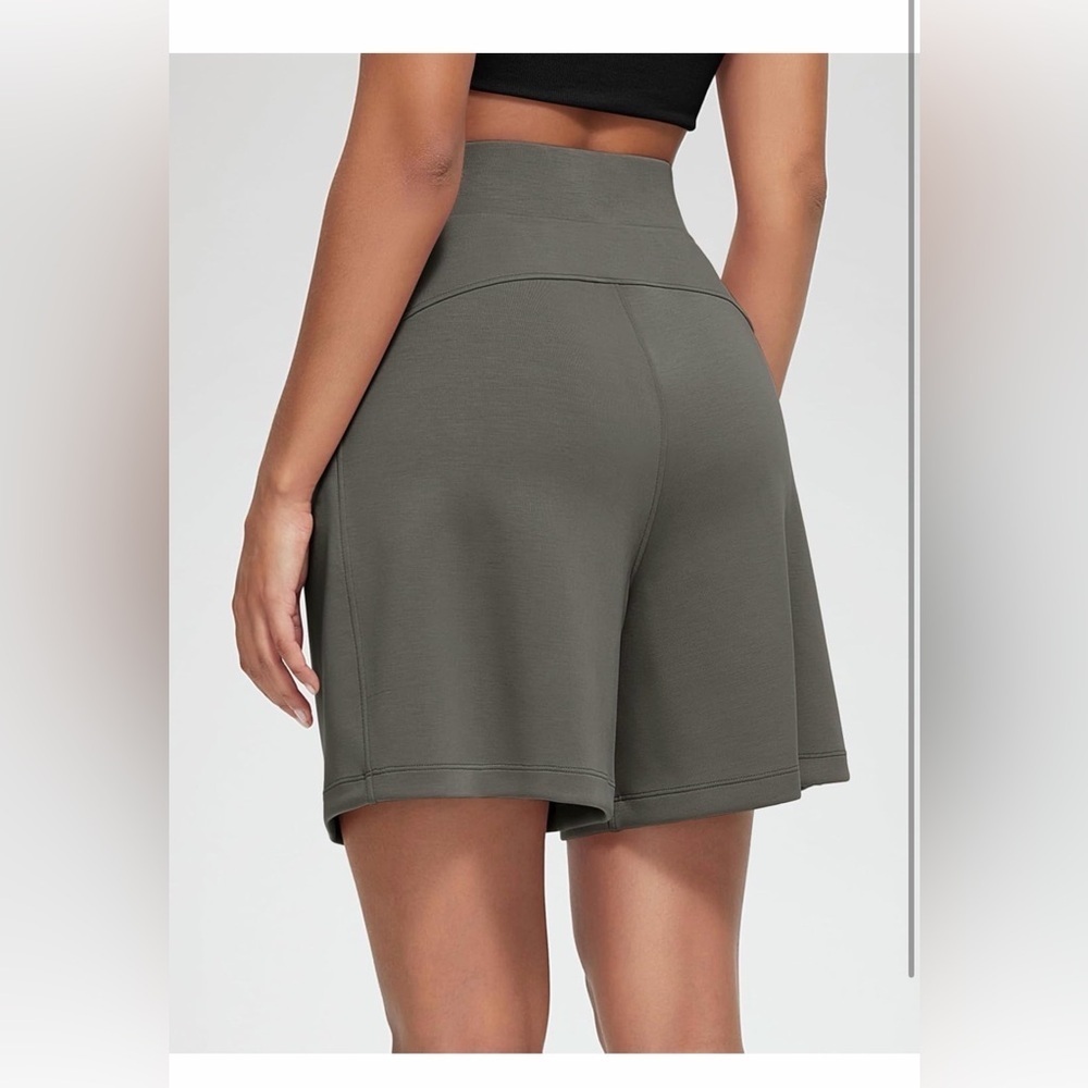 Ododos Modal Soft Wide Leg Shorts High Waist Size Medium NWT Women's Deep Gray - Picture 2 of 9